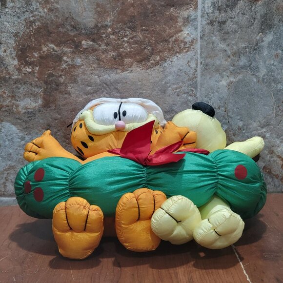 Vintage Paws Garfield And Odie Christmas Nylon Wreath Plush Stuffed Toy - Picture 5 of 14